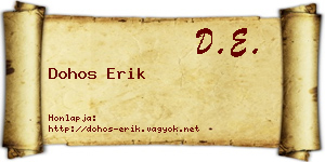 Dohos Erik névjegykártya